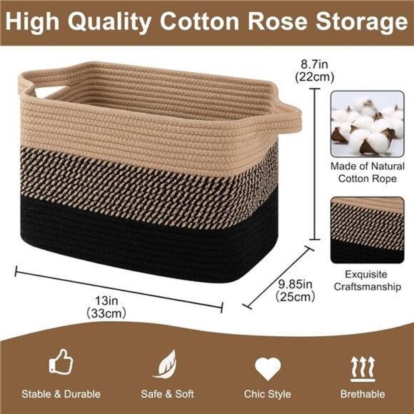 Storage Basket for Organizing Woven Rectangle Bin for Closet Nursery - Picture 3 of 8